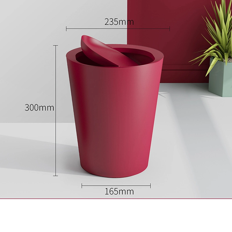 Indoor Home T-Shaped Trash Can with Swivel Lid Office Home Bathroom Recycling Paper Basket Ci22395