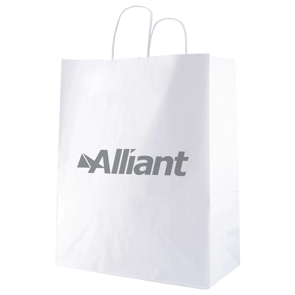 Premium White Bolsa de papel artesanales para tiendas de regalos