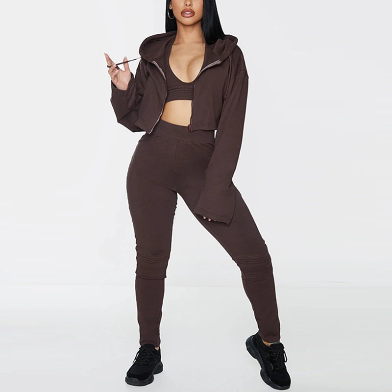 Sy-521 Ganzsache Custom Damen Lauf Fitness Kleidung Baumwolle Hohe Qualität Kordelzug Active Workout Wear Crop Hoodie Bekleidung mit Reißverschluss