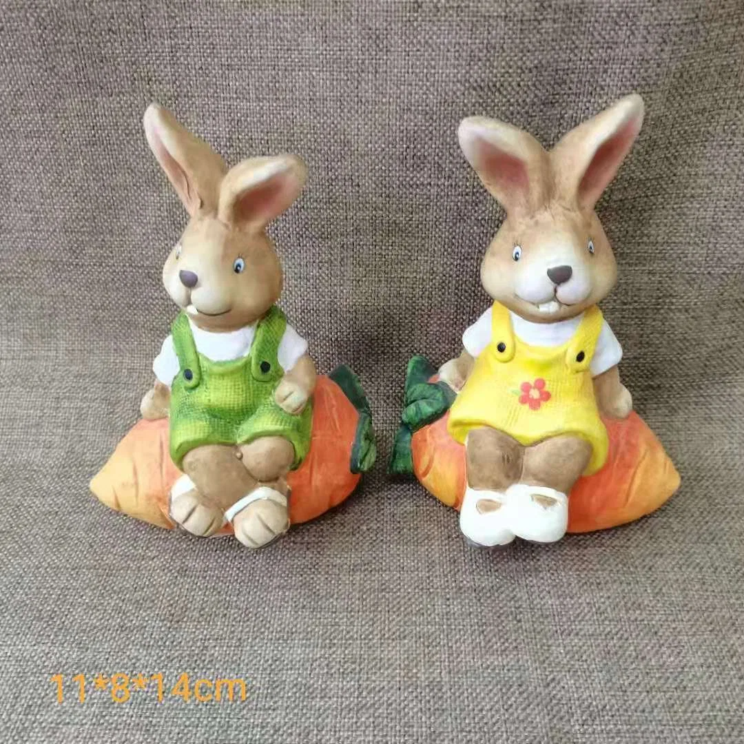La Pascua escritorio creativo adorable conejito Artes artesanía de cerámica de resina Office Hogar Polyresin adornos regalos mueble TV Animal muñeca decoración conejo