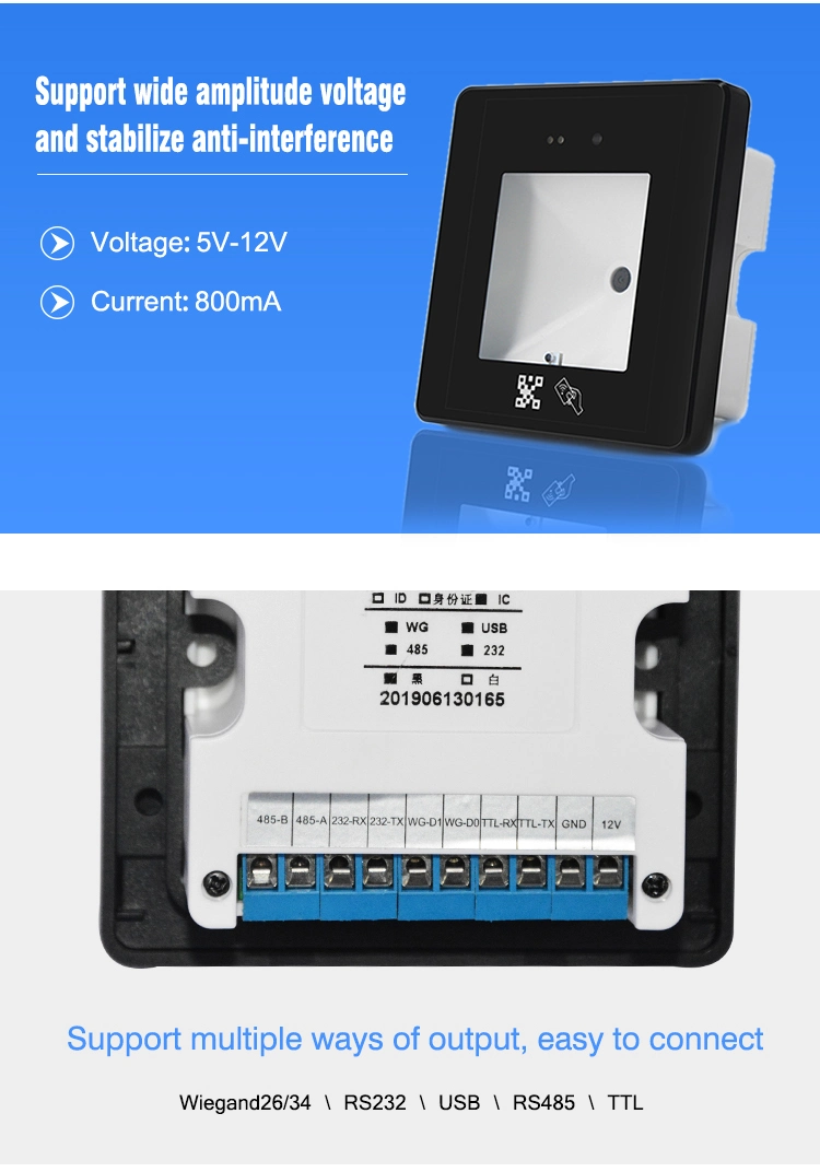 Cheap Embedded Access Control RFID Card Qr Code Reader (HM20)