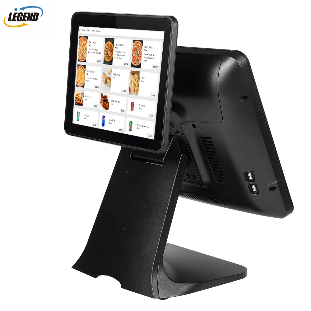 Double écran tactile 15" tout en un seul terminal POS caisse enregistreuse avec afficheur client 9,7"