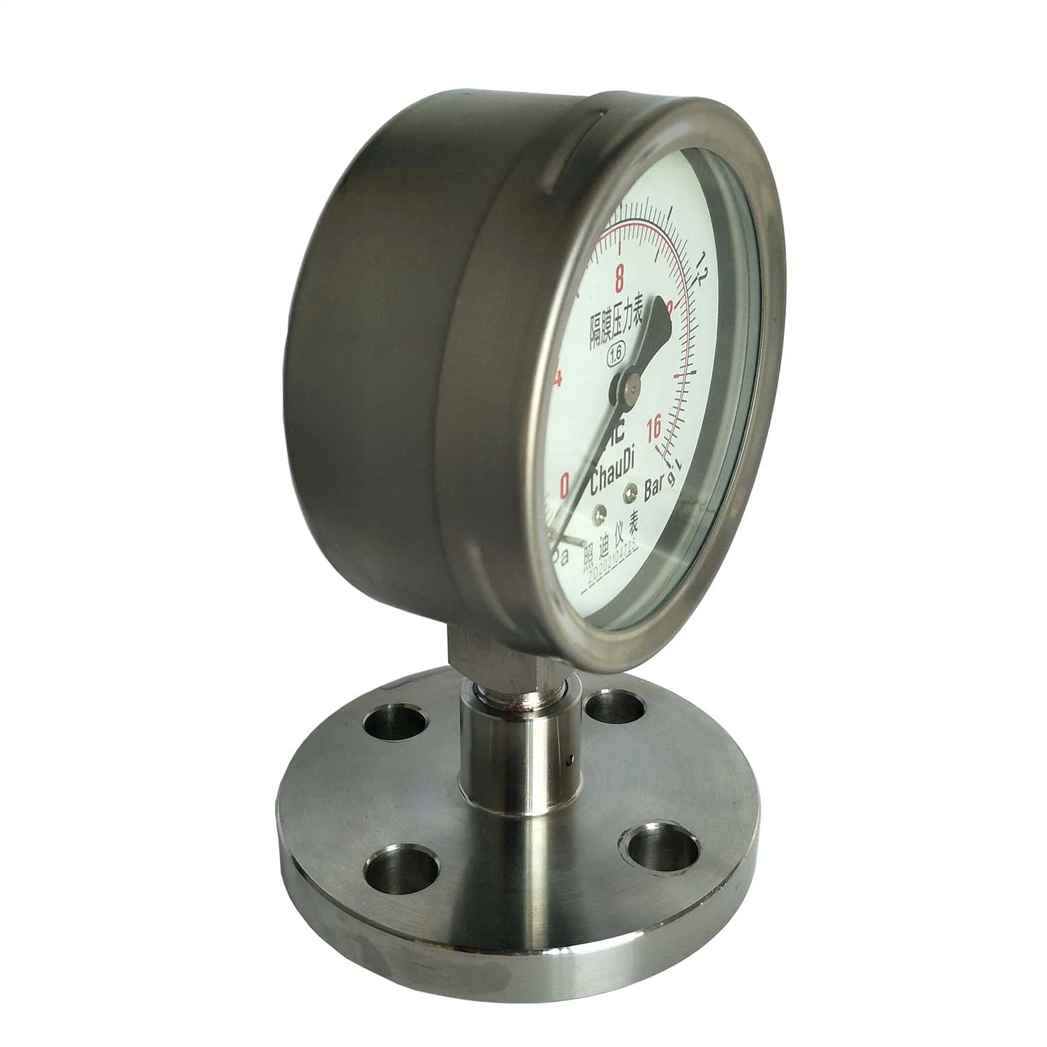 316L Diaphragm 100mm Stainless Steel Diaphragm Pressure Gauge for Natural Gas Measurement