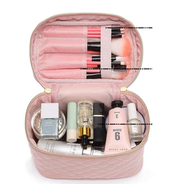 19 años Moda profesional Cuero almacenamiento de Viajes Joyería Reloj Vanity Maquillaje Estuches de tren herramienta Manicure maquillaje lápiz de belleza Teléfono Bolsa Cosmética maleta de carrito