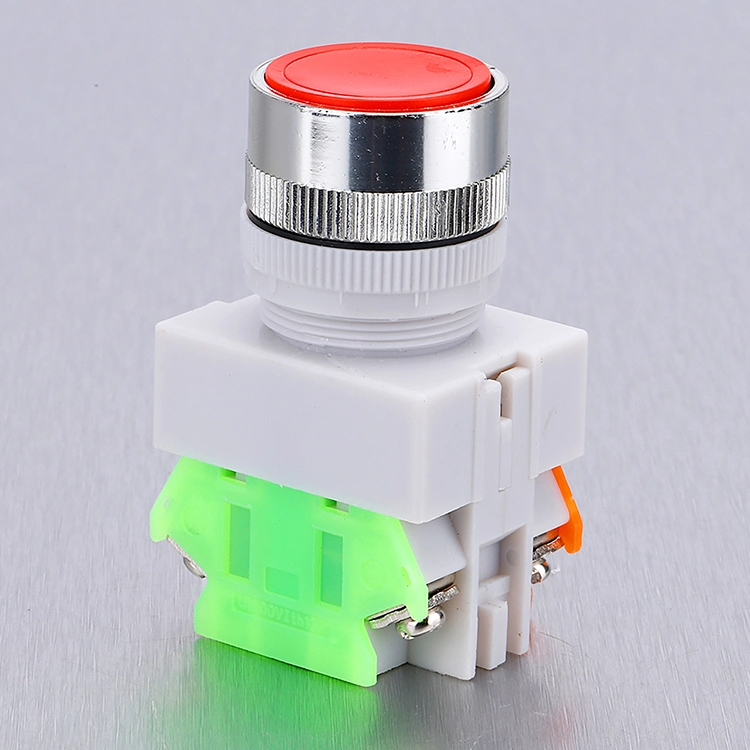 Lay7-11bn Red Flat Head Push Button Switch 1no 1nc Momentary Latching Big Plastic Push Button Switch