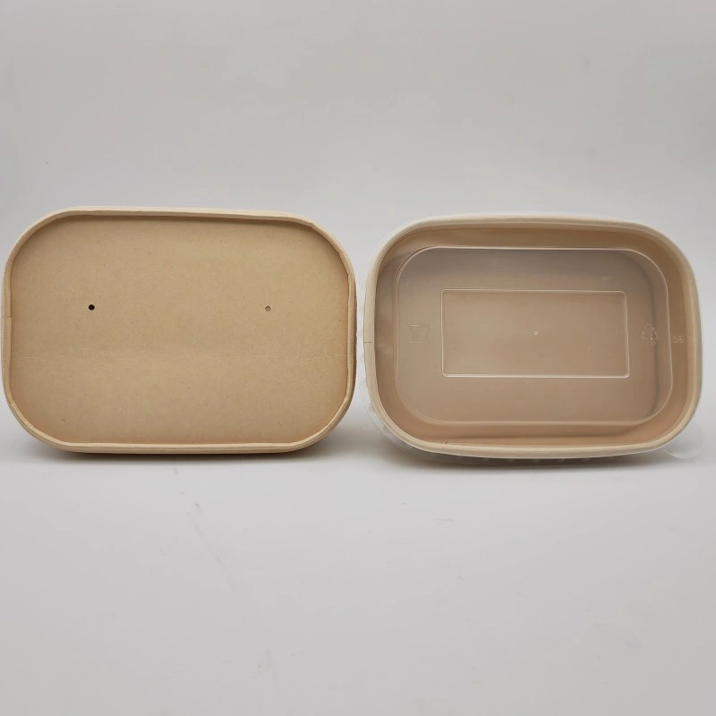 Customized Waterproof Take Away Rectangular Kraft Salad Paper Bowls