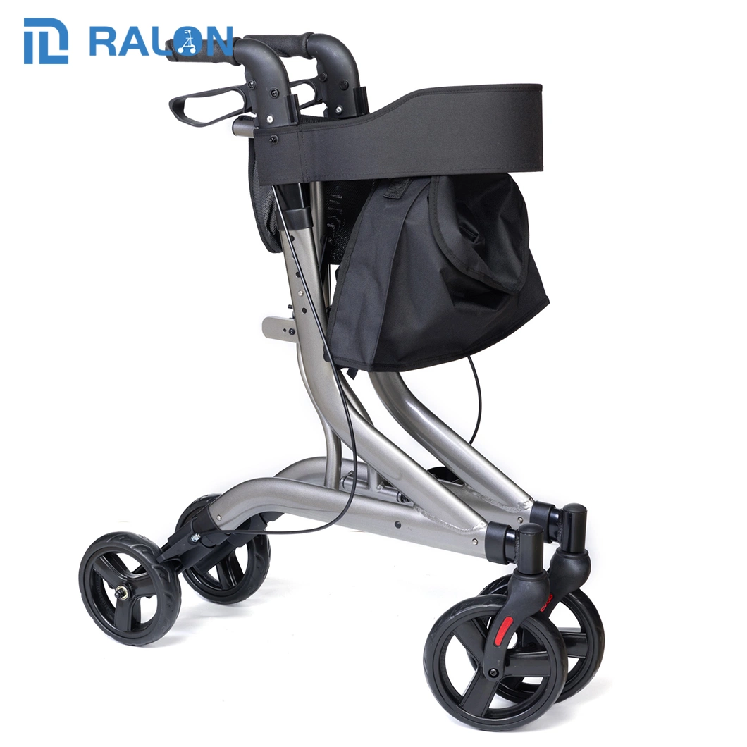 Wholesale/Supplier Hot Sales 8 Inch PVC Wheels Adjustable Aluminum Shopping Rollator with Seat