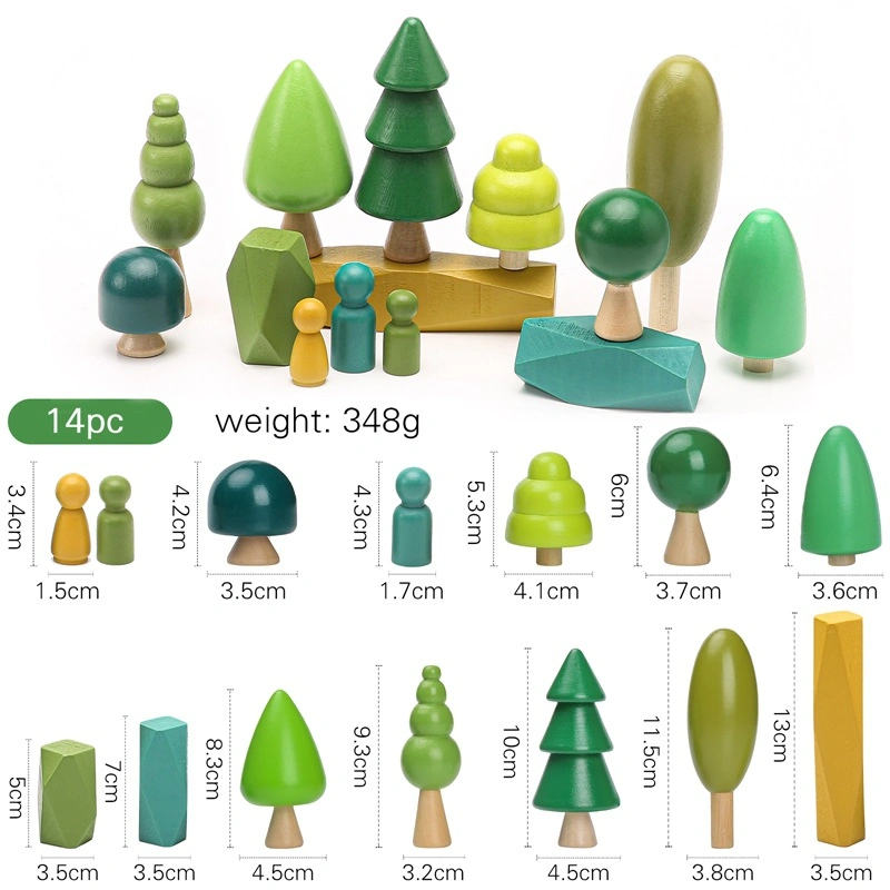 Miniatura de madeira Brinquedos de árvore de empilhamento de balanceamento de blocos de pedra Creative brinquedos educativos