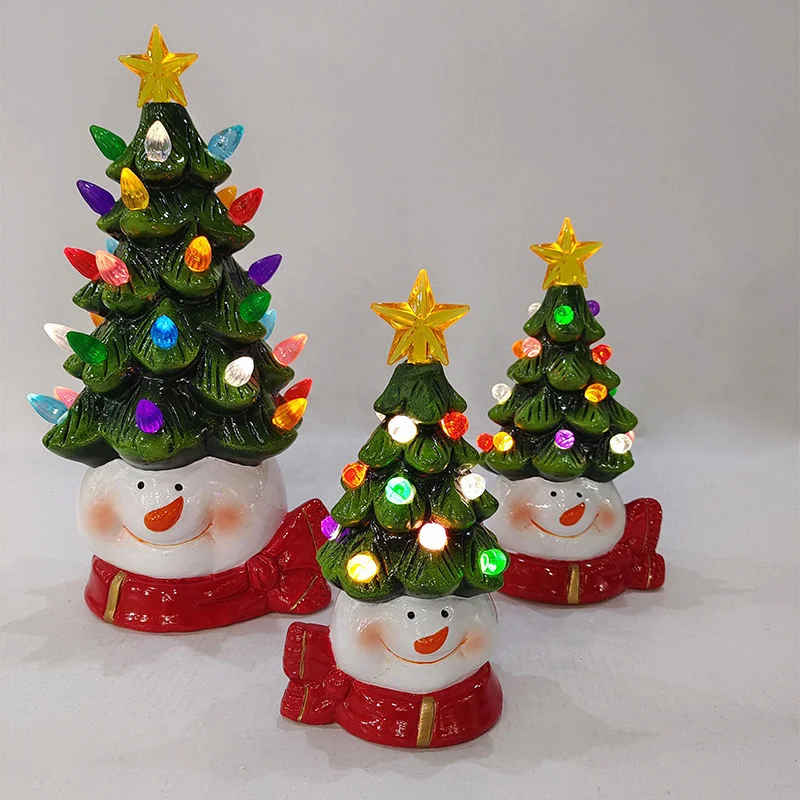 Ceramic Christmas Tree Christmas Ornement with Light Home Decorations Table Top Decoration