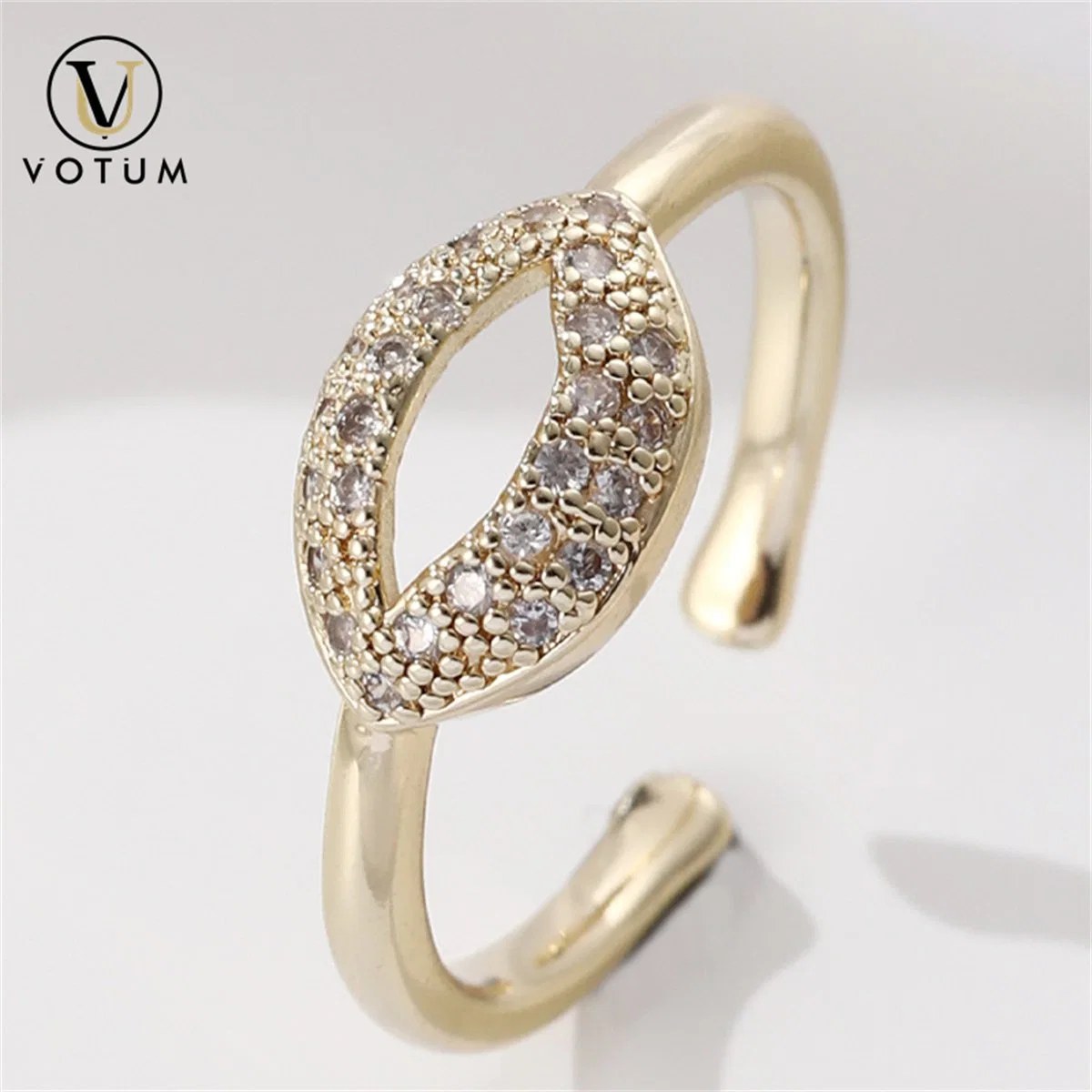 Votum Fashion Gemstone Ruby Moissanite Diamond Lips Design 925 Silver 18K Gold Plated Ring Jewelry