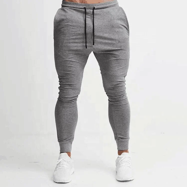 Custom Logo Active Cotton Spandex Plain Sports Slim Fit Joggers Pants with Pockets Gym Pants Men