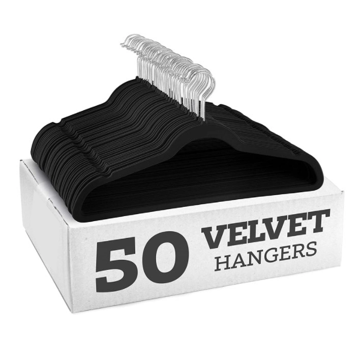 Non Slip Flocking Plastic Velvet Cloth Hanger Brand Velvet Hanger 50 Pack