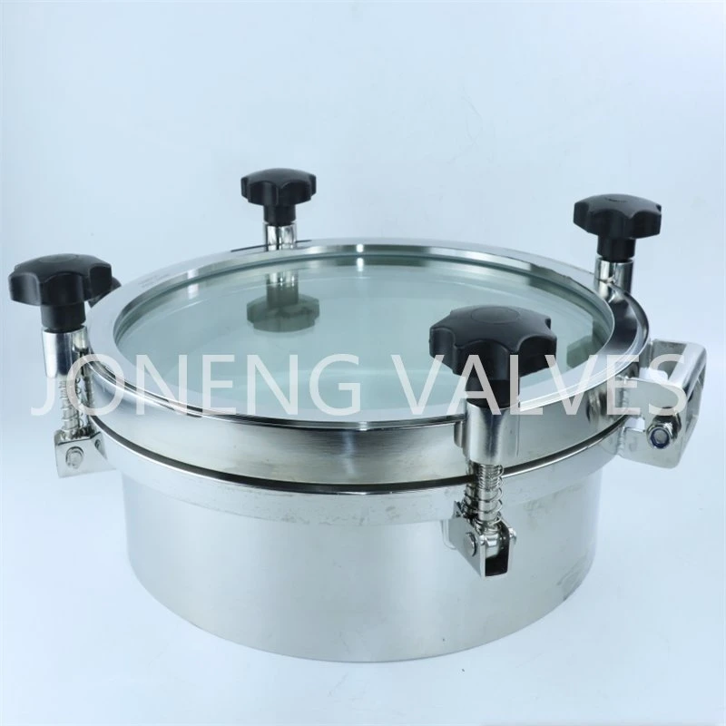 Stainless Steel Sanitary Round Outer Pressure Manhole Cover with Visible Glass