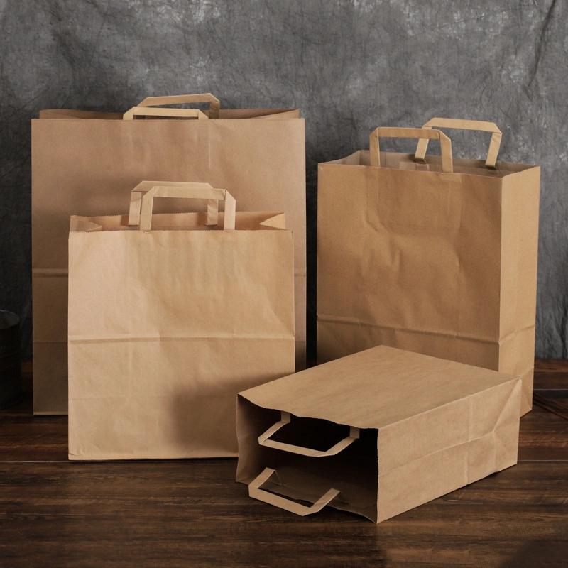 Tamanho personalizado logótipo impresso/não impresso Shopping Gift Take away Food Packing Flat Manusear saco de embalagem para sacos de papel