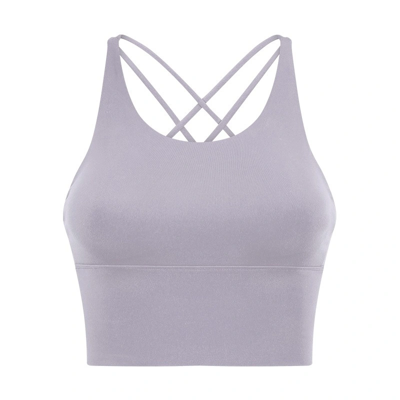 Hot Sale Ladies Pure Color 17 Color Thin Strap Cross Yoga Wear Summer Fitness Bra Chest Pad Removable Ssdq0134