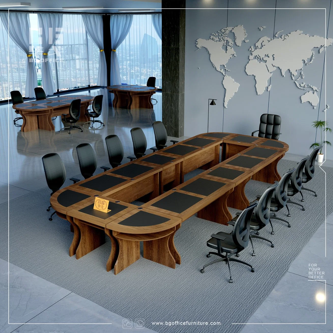 Wholesale/Supplier Customize MDF Modular Meeting Table 8/10/12 Person Classic Office Conference Desk