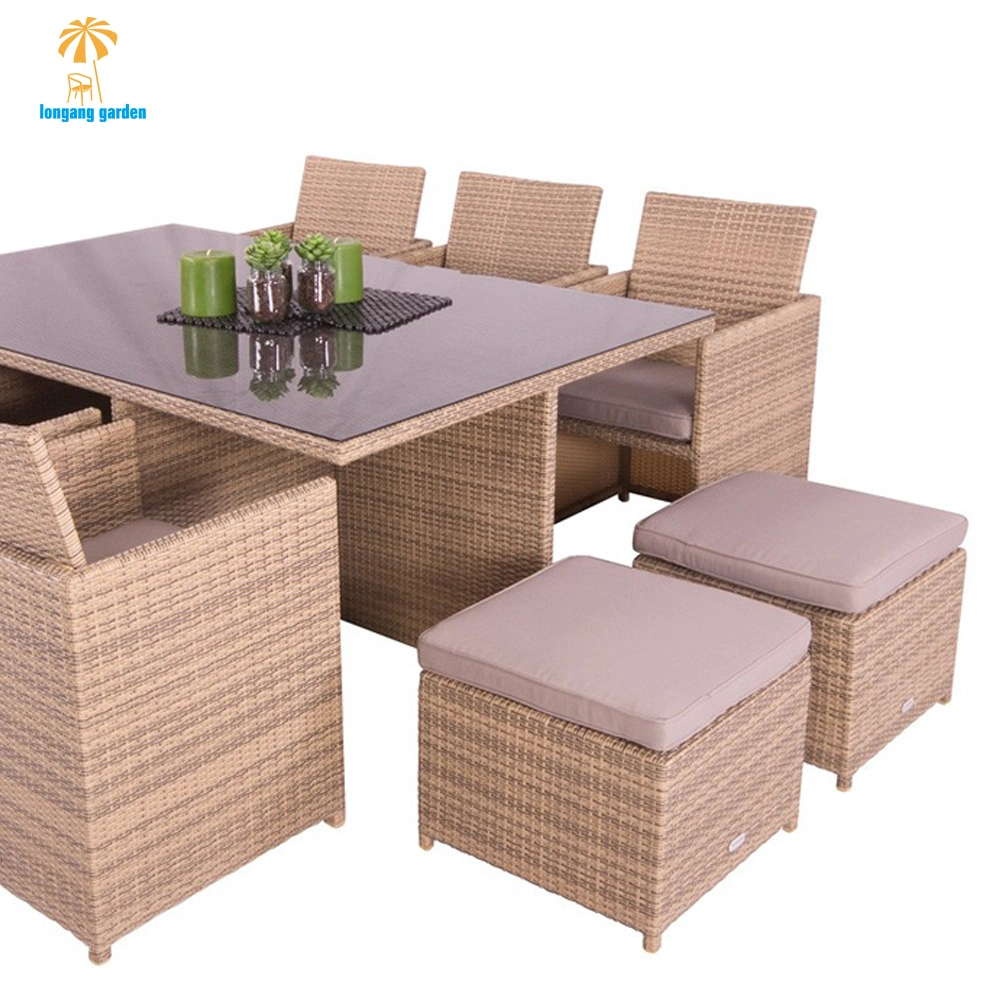 Hotel Home Restaurant Cafe Cube Sofa 8 Seater Outdoor Garden Patio Furniture Rattan Dining Set