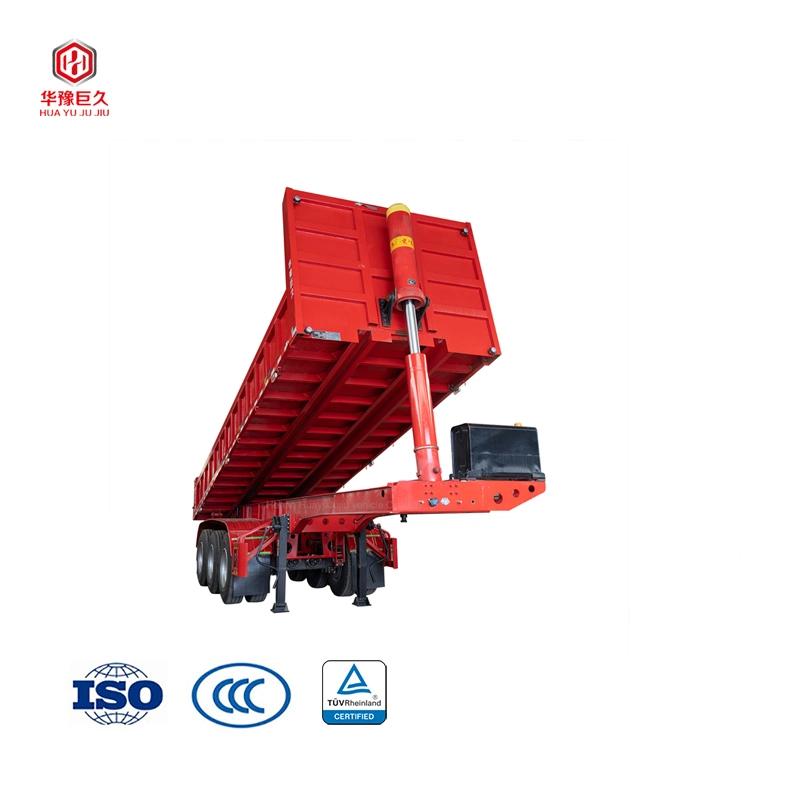 Cilindro hidráulico DE 40ft 3 ejes de remolque semiautomático de servicio pesado trasero Para el transporte de carbones/Minerales/Piedras/Arenas/Cargos a granel/granos/Corns/Agricultura