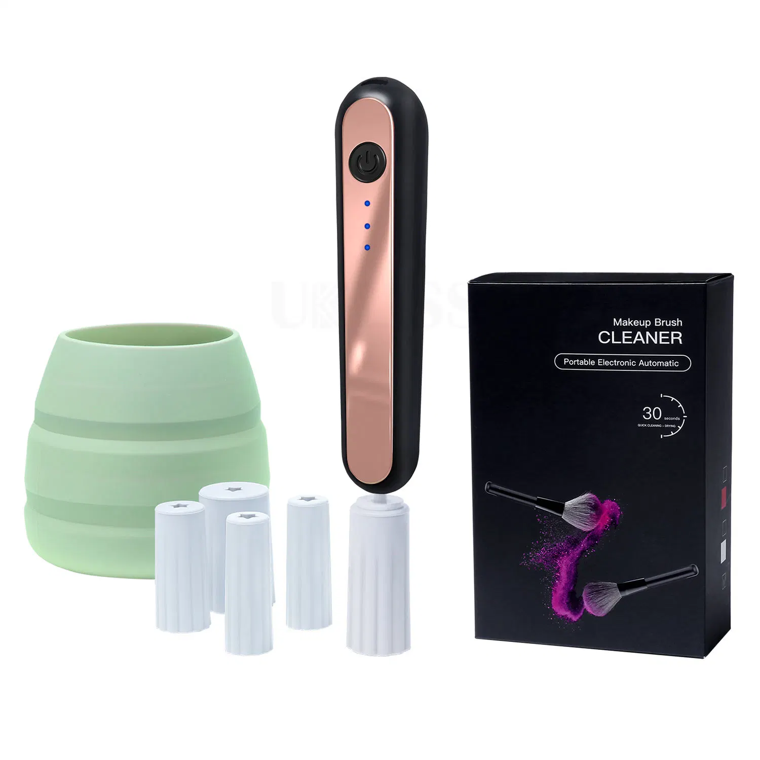 Nettoyeur de pinceaux de maquillage électrique rechargeable par USB avec miroir Ensemble de nettoyage de pinceaux de maquillage pour fond de teint