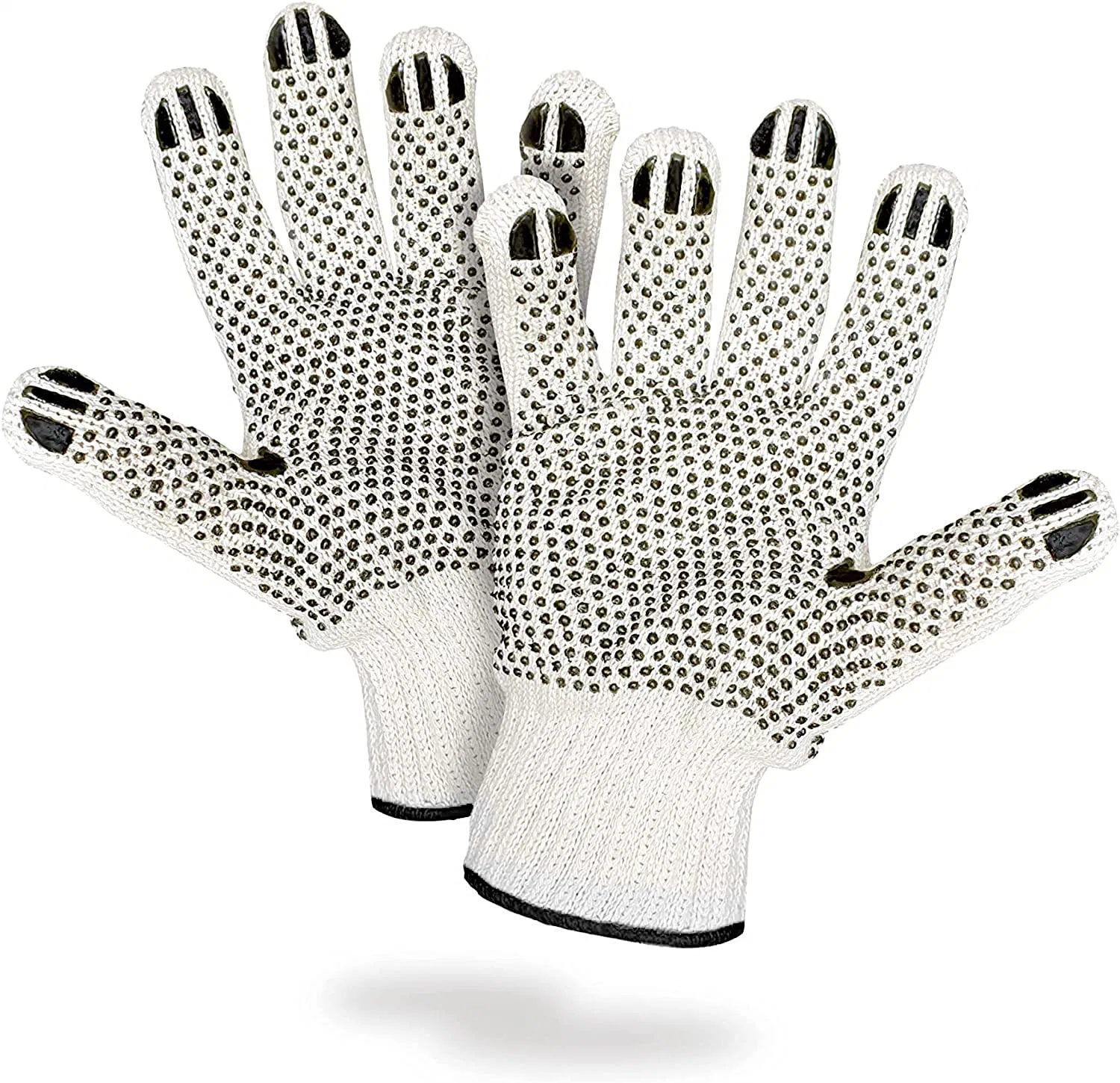 Double Side Black PVC Dotted Working Gloves with Rubber Dots