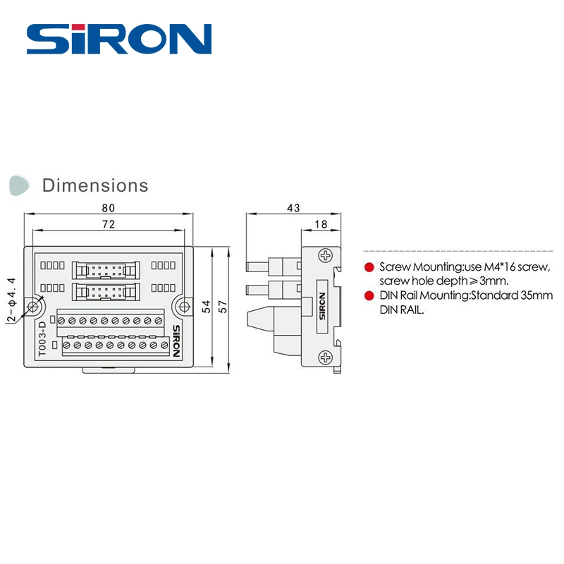 Винт для программирования ПЛК SIRON T003-D 2,5 мм, DIN-рейка Клеммная колодка для Panasonic серии FP с индикаторной лампой