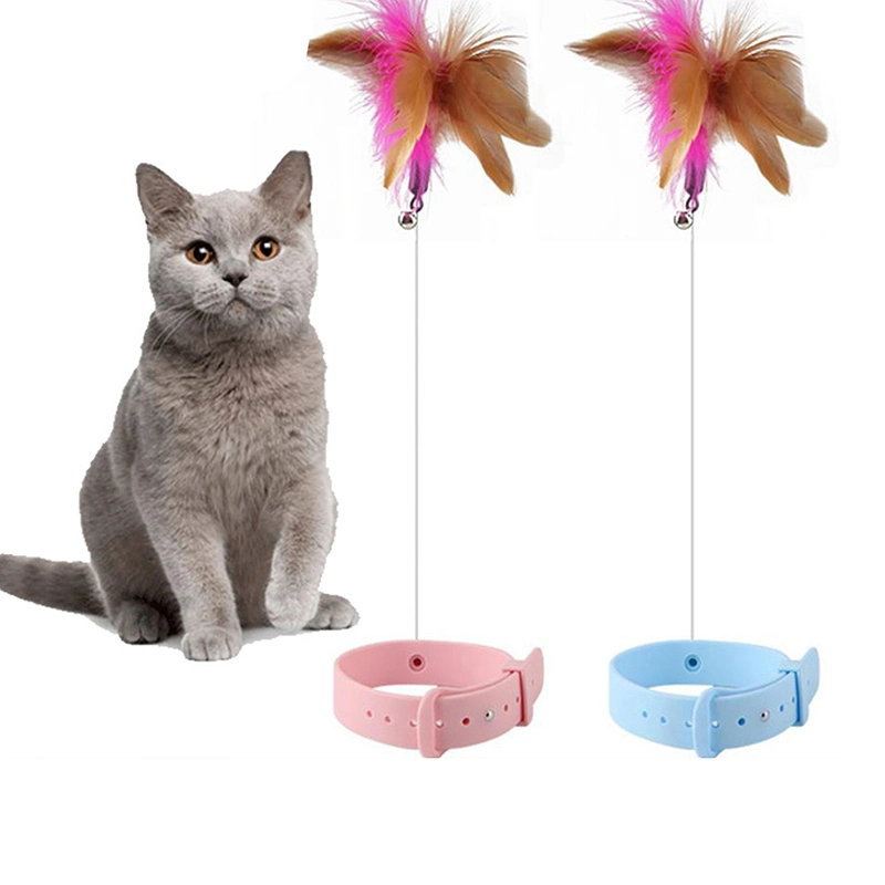 Cat Toy Collar Training Cat Stick Bite Resistant Feather Cat Teaser Pet Toy Collar