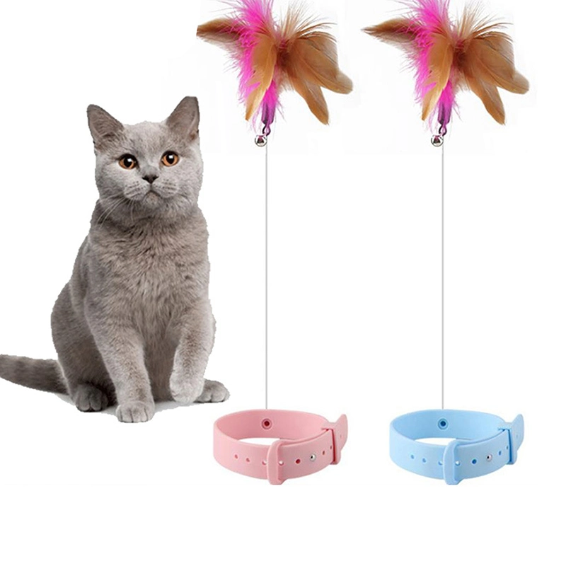 Katze Spielzeug Kragen Training Katze Stick Beißfeste Feder Katze Teaser Haustier Spielzeug Halsband