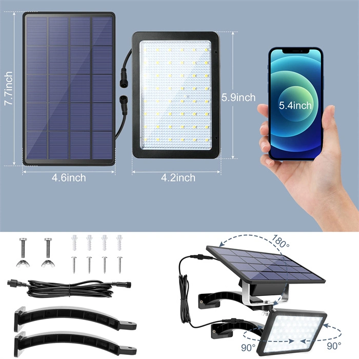 1000 lúmenes LED de 48 luces solares Solar LED brillantes al aire libre el anochecer al amanecer la luz con 5500mAh