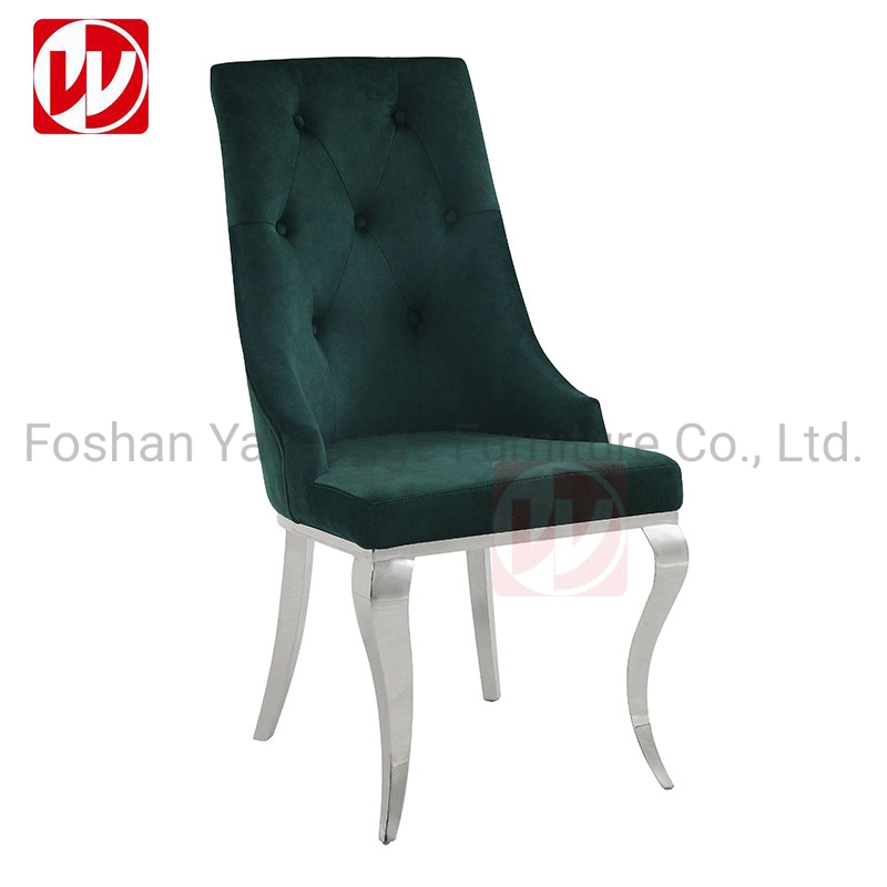 Современная мебель Обеденный стул с кольцевым французским стилем Нержавеющая Стул для ужина из зеленого бархата