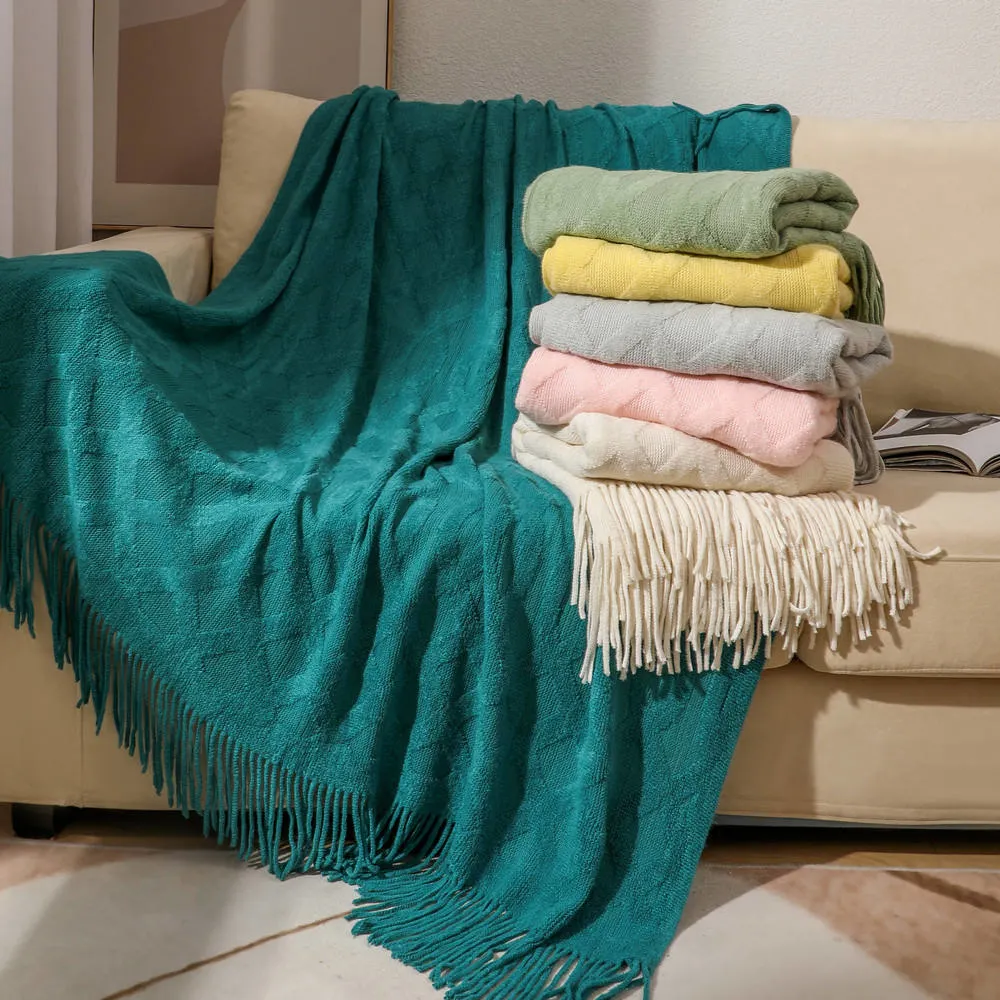 Sofa Couch Bed Baby Nursery Lightweight Acrylic Chunky Cable Knit Throw Blanket