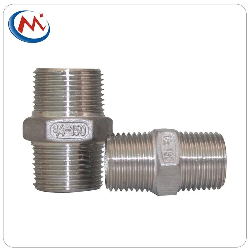 ASTM A733 Stainless Steel SS304 316 Male NPT BSPT Threaded Hex Head Nipple