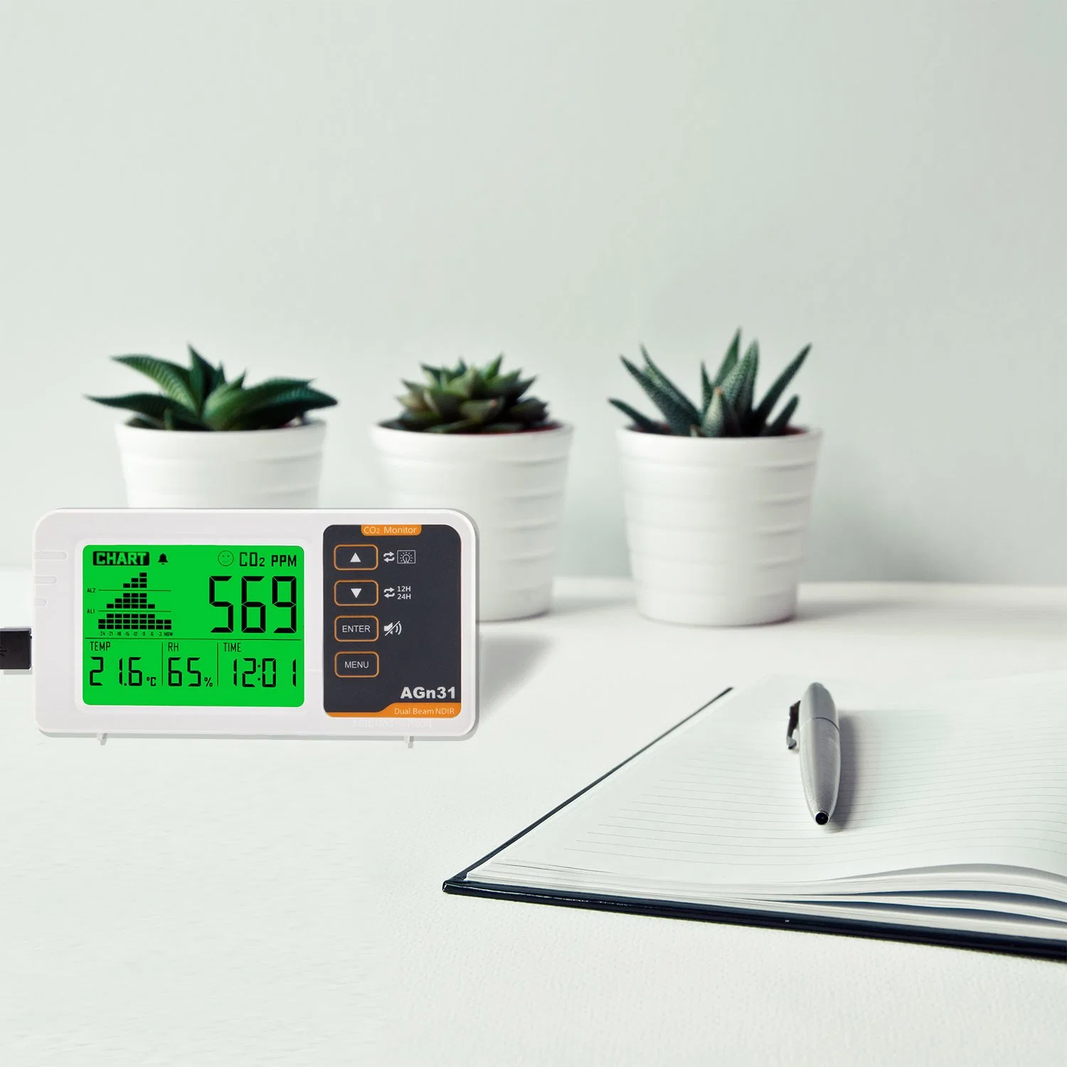 Air Quality CO2 Meter with Dual Channel Sensor Large LCD Display