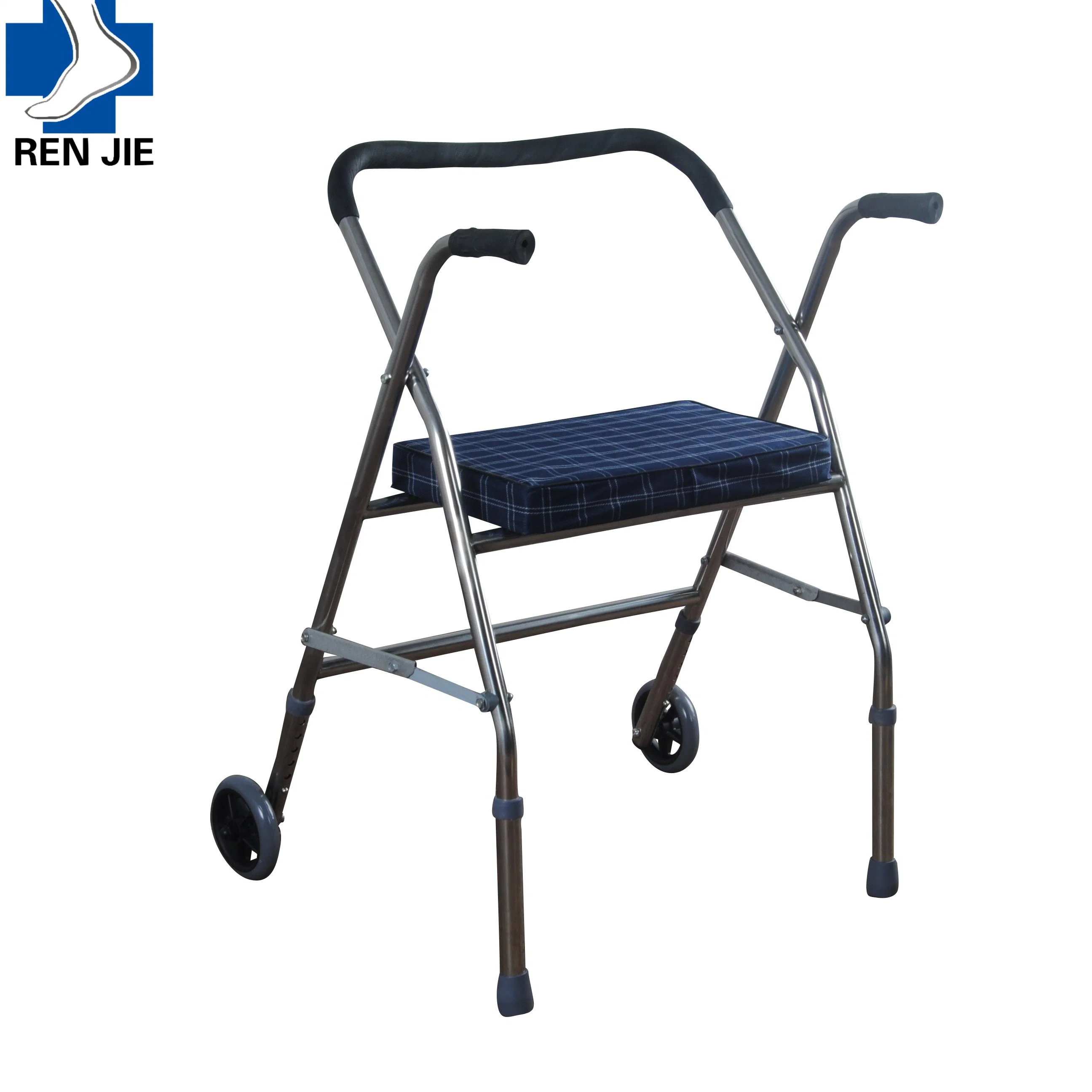 Factory Direct-Sale Cheap Double Folding Aluminium Upright Walker Rollator for Adults Disabled Walker