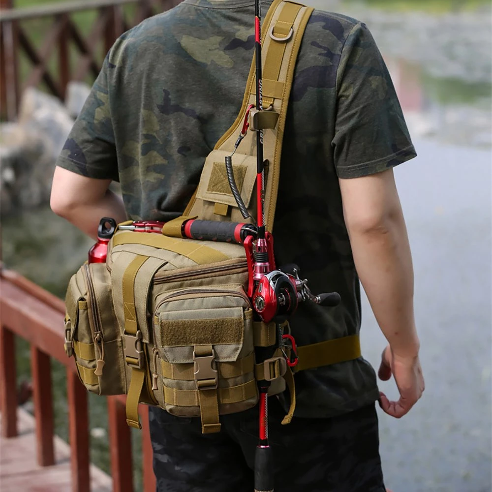 Backpack Men Messenger Fishing Bag Single Pole Large Capacity Storage Outdoor Waterproof Backpack Suitable for Outdoor Fishing Wyz21641