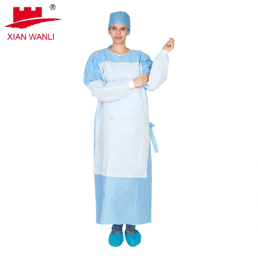 Retour à manchon long lié robe de vêtements de protection chirurgical Chirurgical combinaison jetable pour l'Hôpital d'approvisionnement médical robe d'isolation de SMS