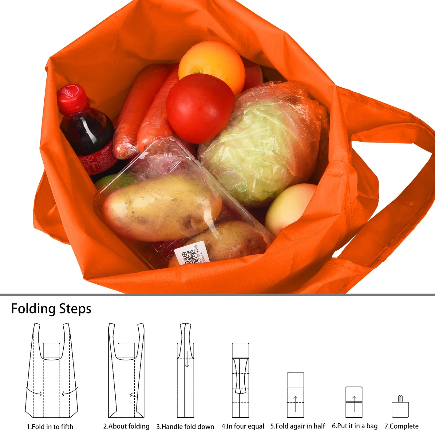 Reusable Grocery Bags Large Washable Shopping Bags Foldable Environment-Friendly Nylon Heavy-Duty Pocket Handbags