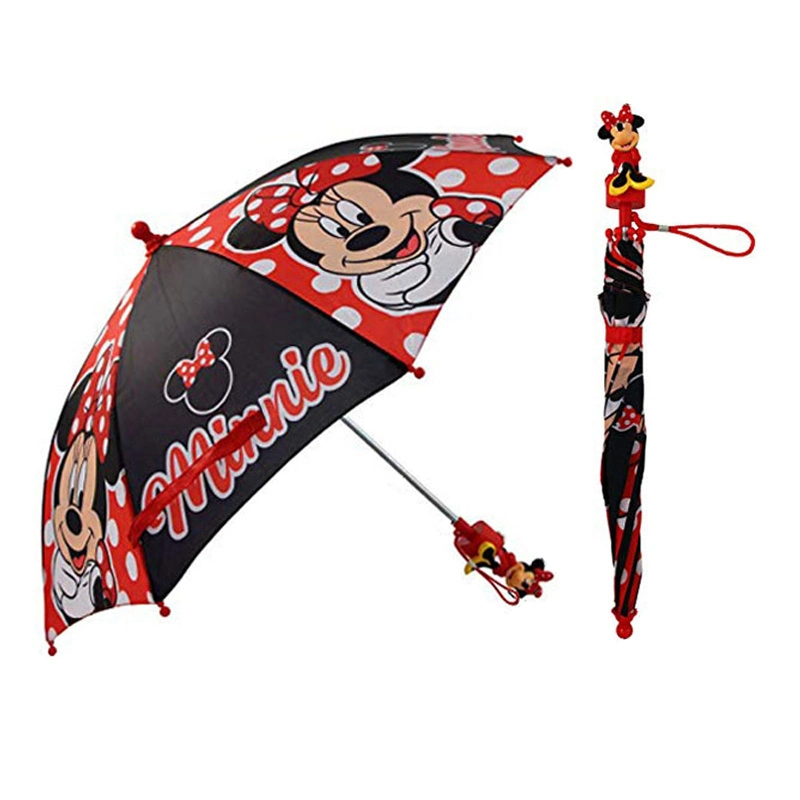 Girls&prime; Little Minnie Mouse Polka DOT Character Umbrella with Cartoon Handle