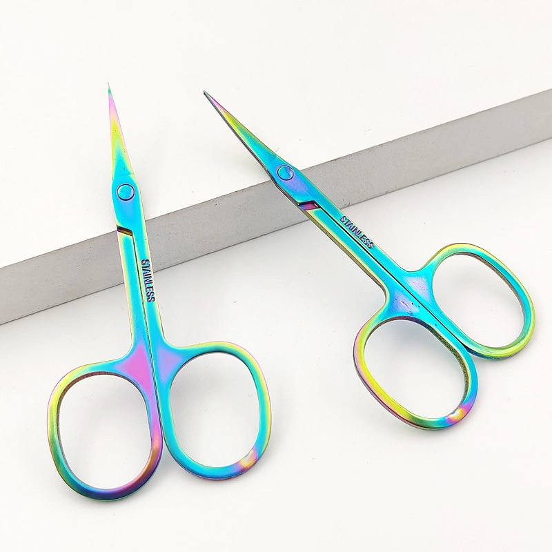 Factory Stainless Steel Colorful Eyelash Eyebrow Cosmetic Scissors