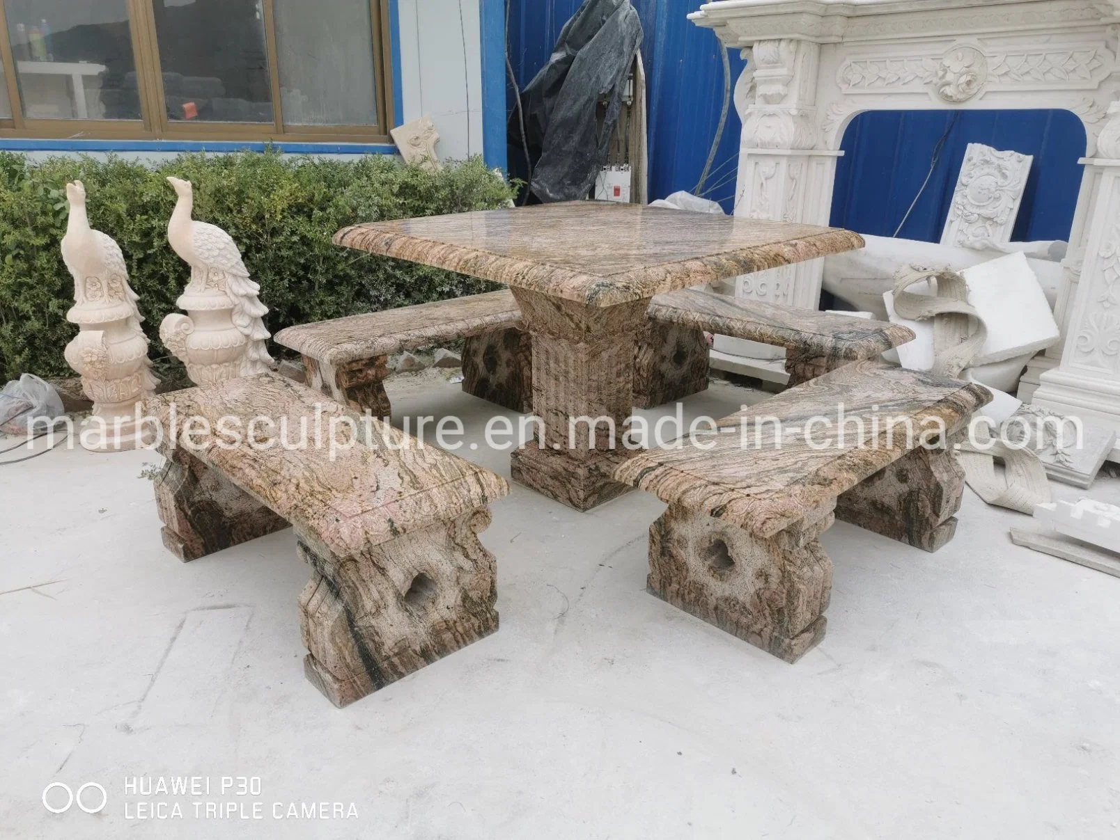 Hand Carved Granite Bench Table Sculpture Garden Decorarte (SY-GB025)