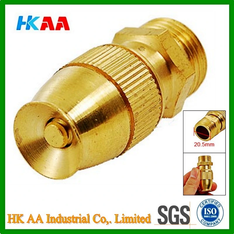 Garden Lawn Brass Adjustable Water Spray Nozzle Hose Connector Gold Tone