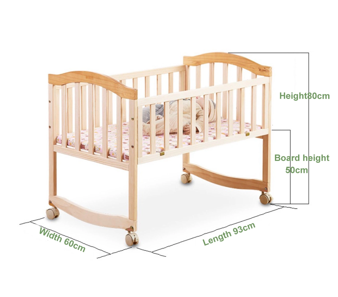 Modern Style New Design Wood Pine Baby Cot Strong Quality Baby Bed Crib