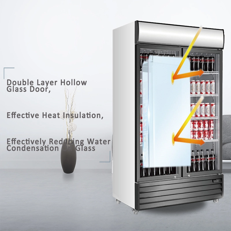 Supermarché porte en verre commercial Affichage vitrine frigo boisson du refroidisseur d'un réfrigérateur vertical de l'équipement