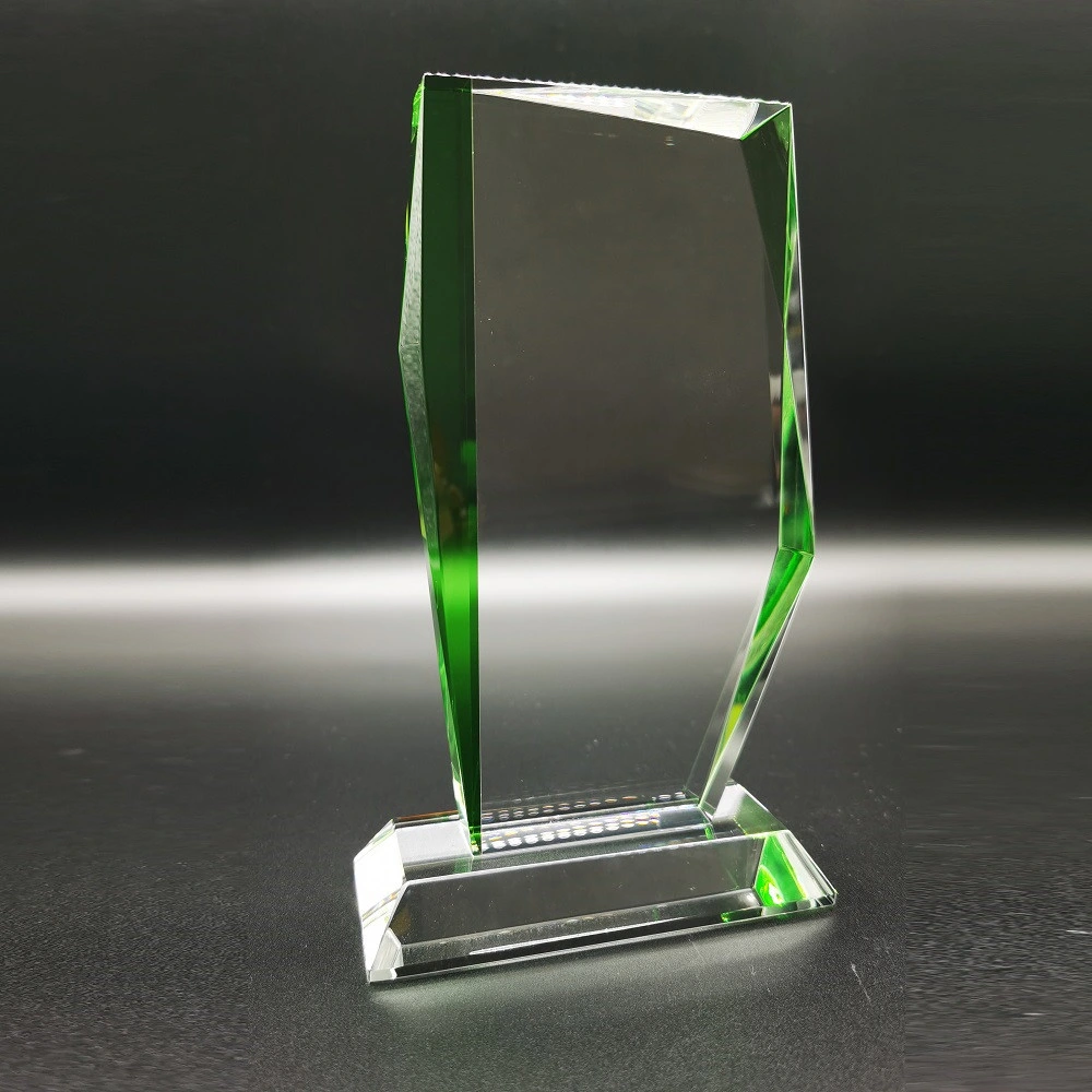 Afilado de diamante rectángulo verde Premios trofeo de cristal