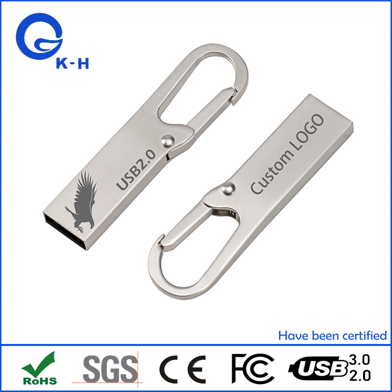 Benutzerdefinierte Logo Hook Form Metallic USB-Flash-Laufwerk Schlüssel