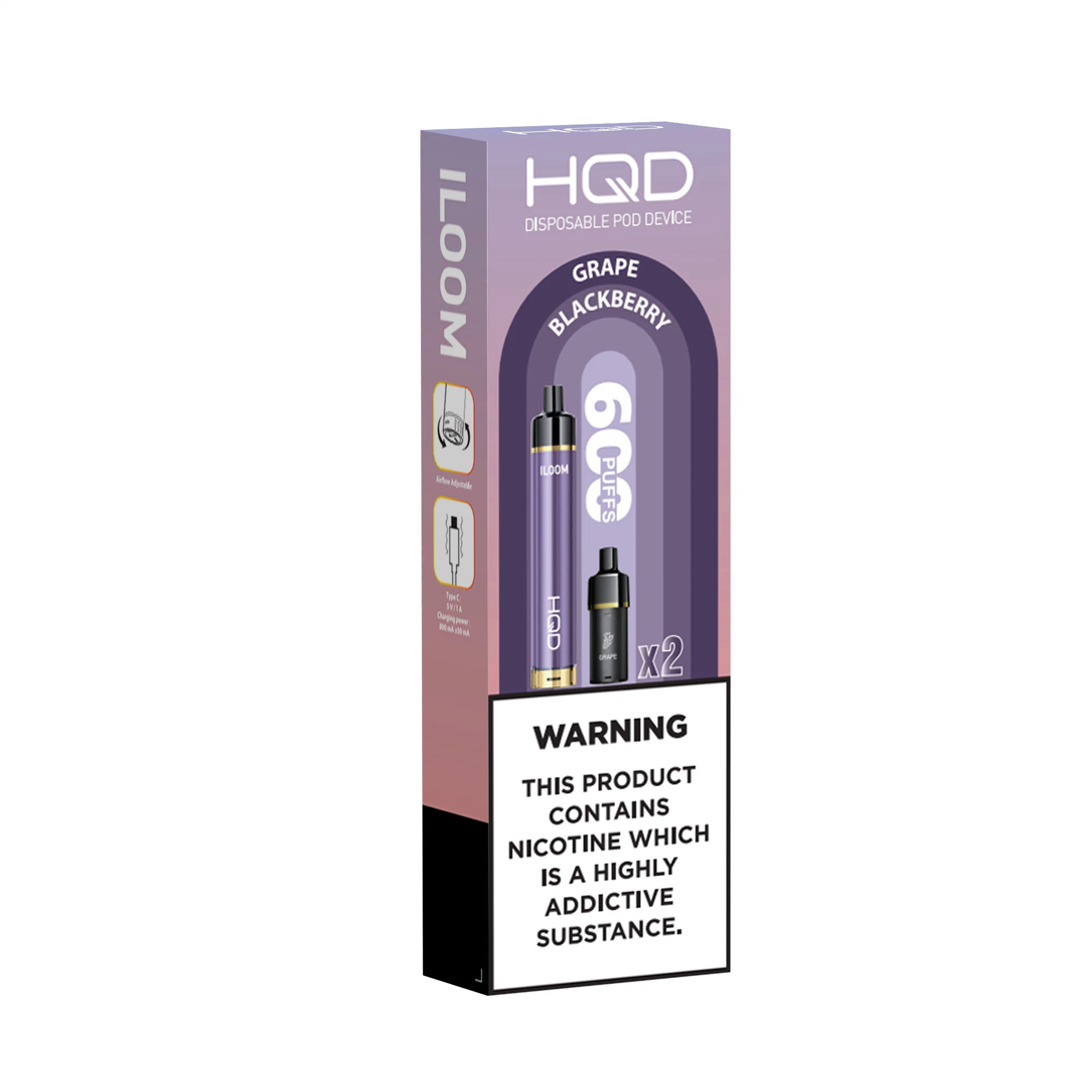 Hqd OEM Factory Price Lux 600/1500puffs Disposable/Chargeable Electronic Cigarette Wholesale/Supplier Disposable/Chargeable Vape