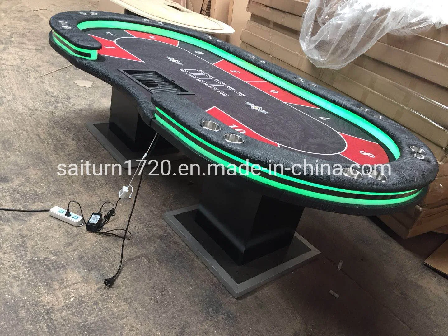 LED Dulex mesa de póquer Casino /Mesa con patas de acero inoxidable