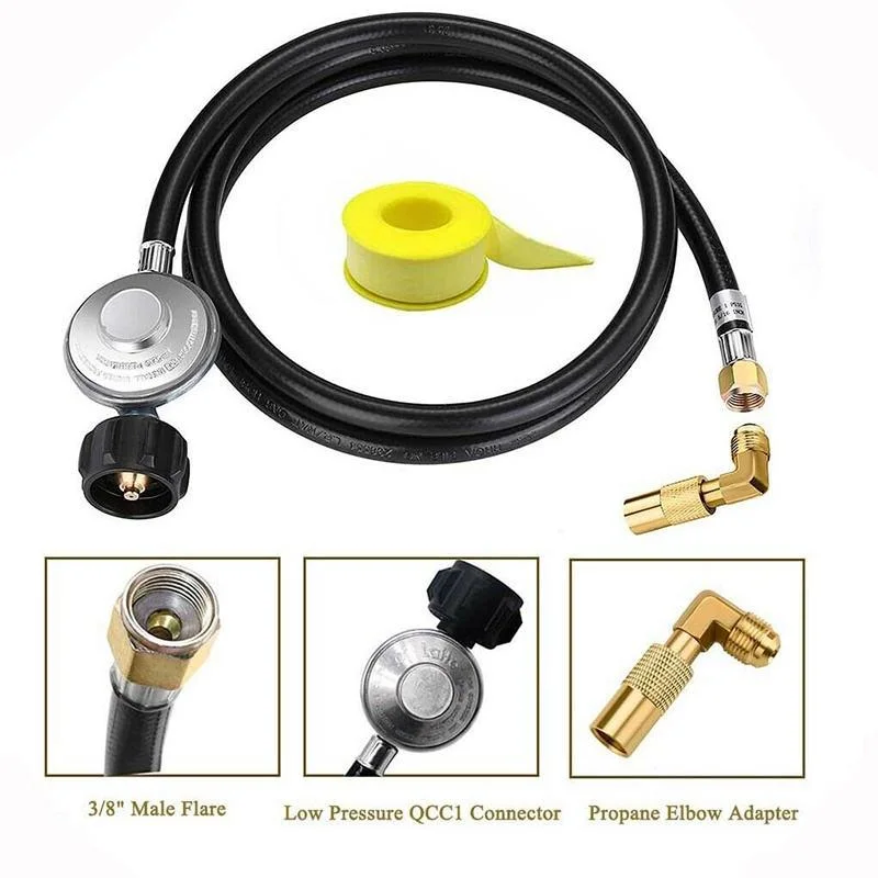 High Efficiency Propane Regulator Hose (Adapter) with 90 Degree Elbow Adaptor for 17" and 22" Blackstone Tabletop Camper Grill