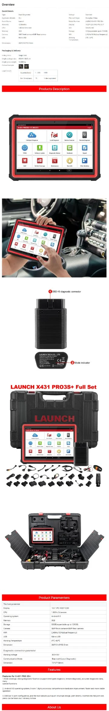 Launch X431 PRO3s+ Herramientas de diagnóstico automático, servicio de restablecimiento 31+ OE Nivel Bluetooth de todo el sistema de escáner de diagnóstico ECU, la codificación, Autoauth Fca Sgw, 2 años de Actualización gratuita