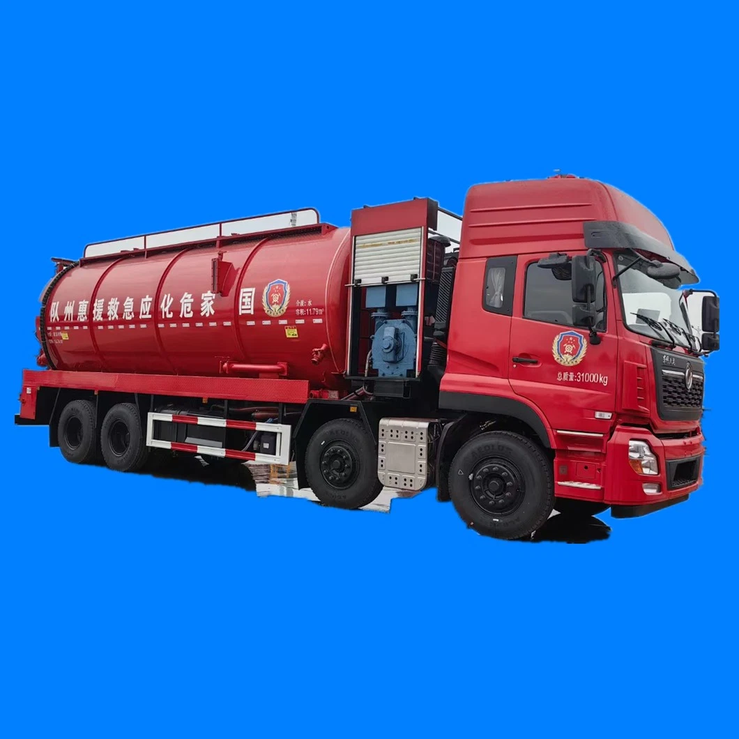 Dongfeng 12 Wheels Vacuum Hydro Excavation Vehicle Combined Sewer Suction Jetting Truck (14m3 Sewage+11m3 Clean Water)