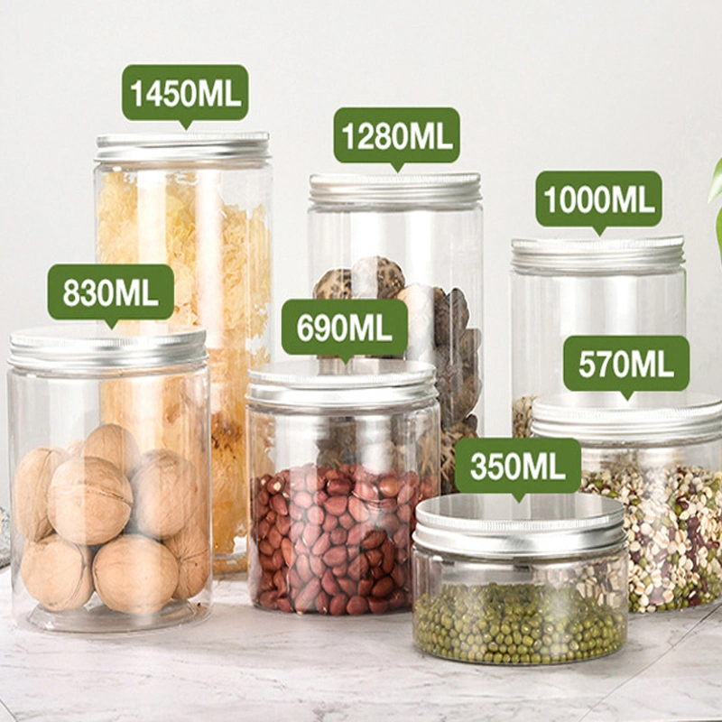 Round Shape Plastic Jar Clear Food Storage Transparent Plastic Can